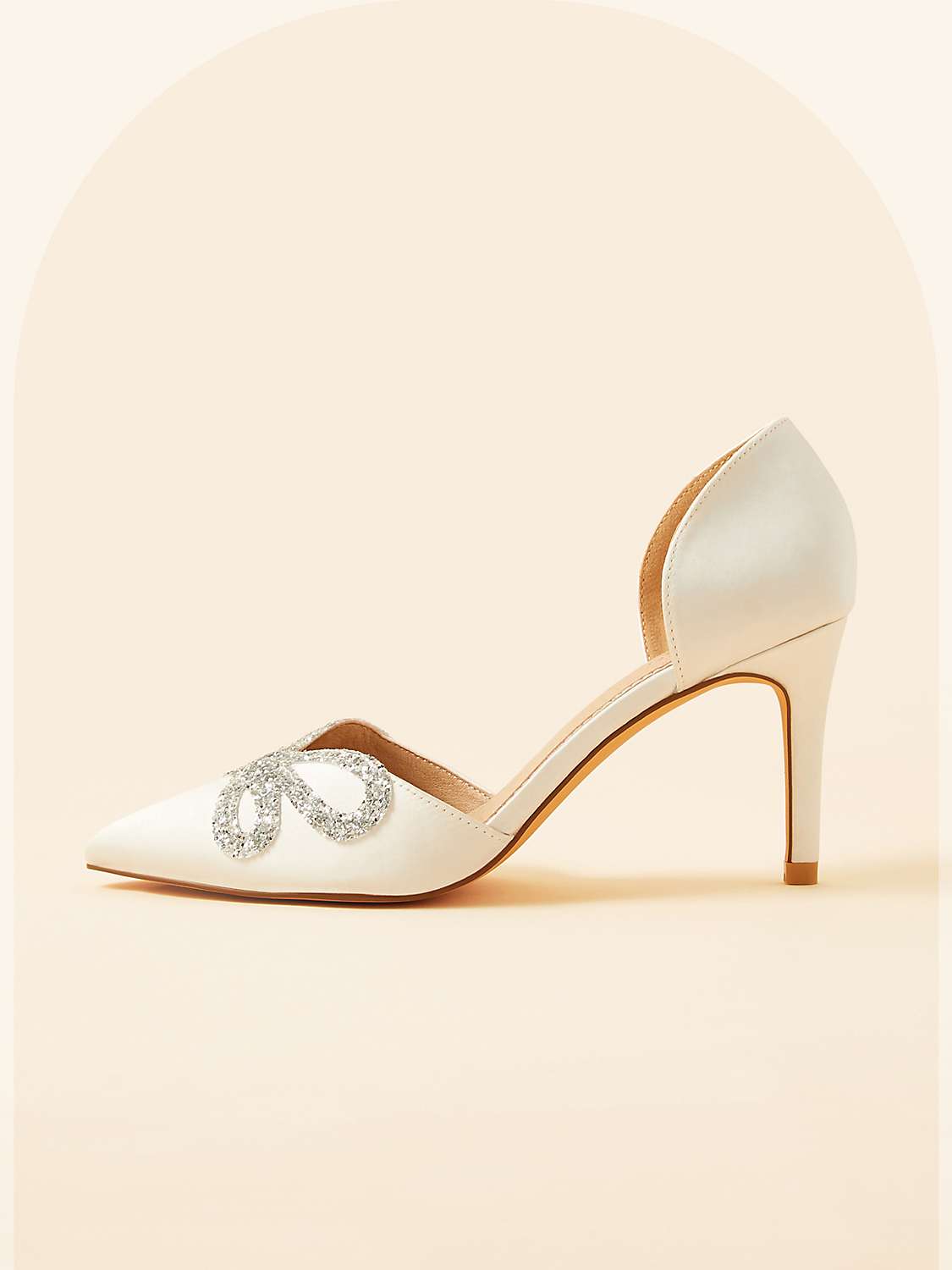 Buy Monsoon Satin Bow Court Shoes, Ivory Online at johnlewis.com