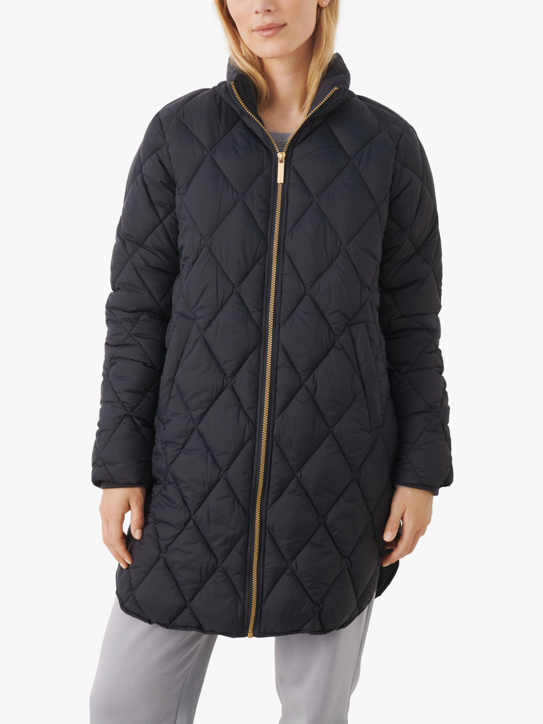 Part Two Olilas Mid Length Quilted Jacket, Dark Navy at John Lewis ...