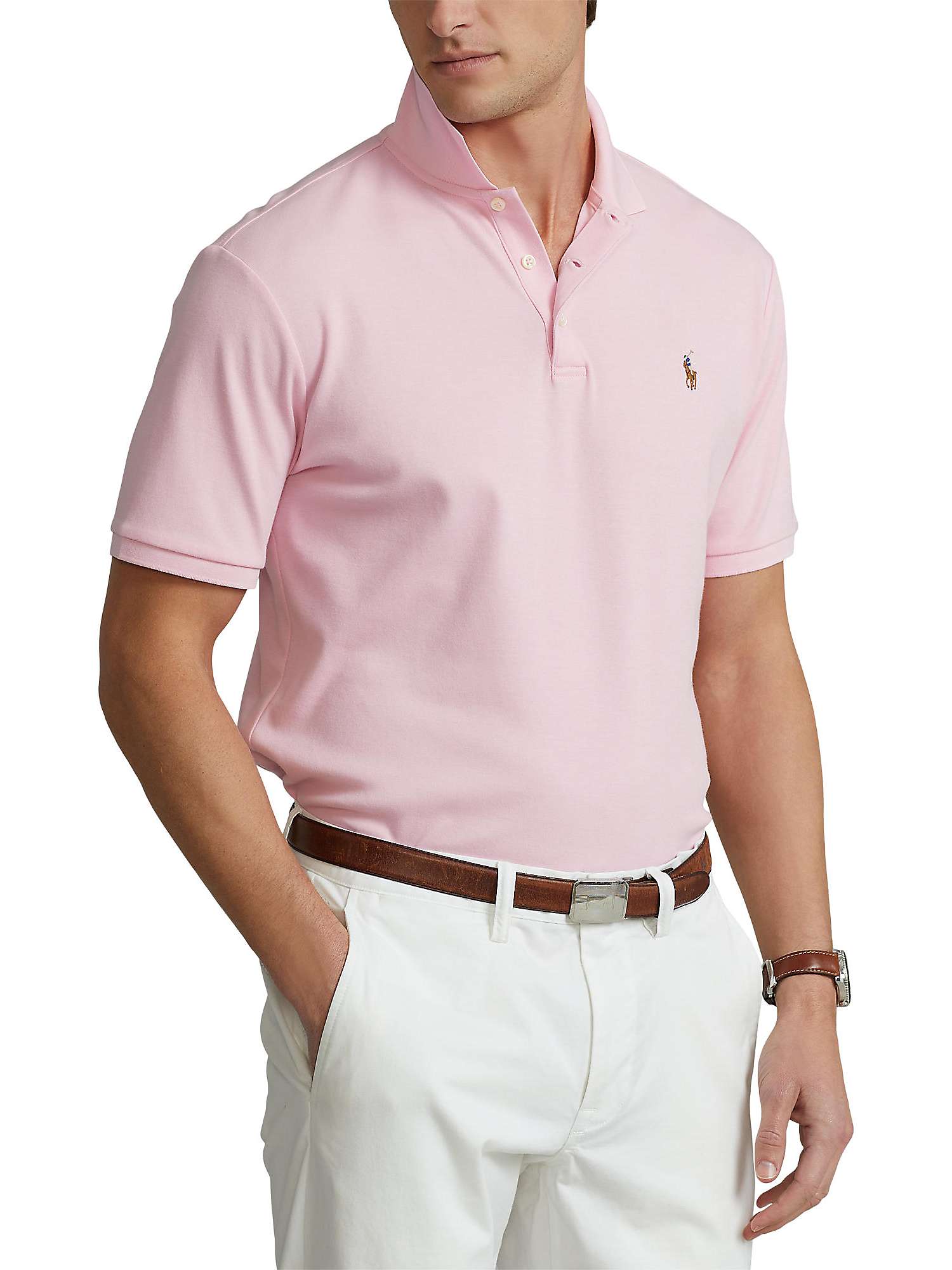 Polo Ralph Lauren Custom Slim Pima Cotton Polo Shirt, Carmel Pink at John  Lewis & Partners