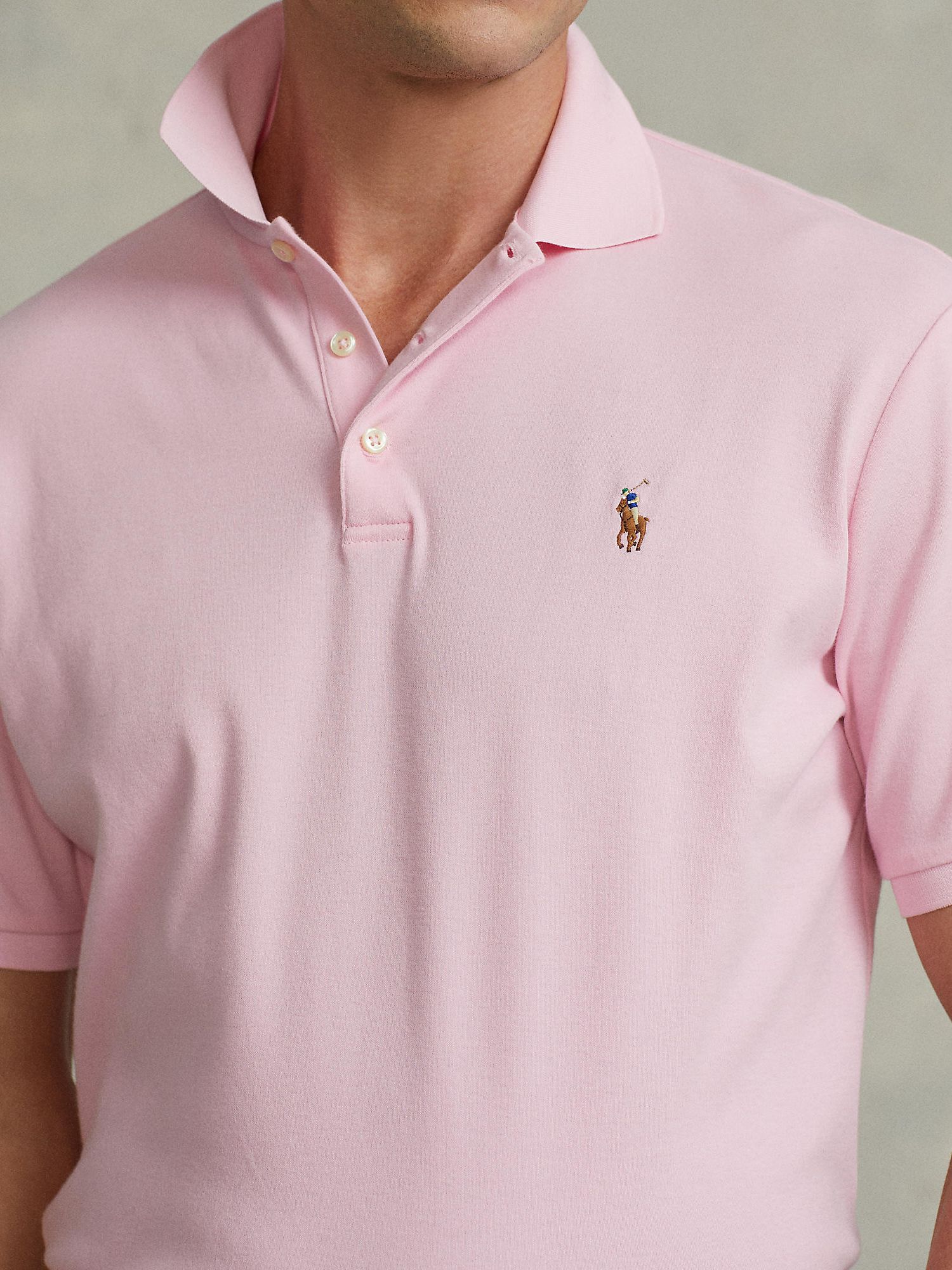 Polo Ralph Lauren Custom Slim Pima Cotton Polo Shirt, Carmel Pink at John  Lewis & Partners