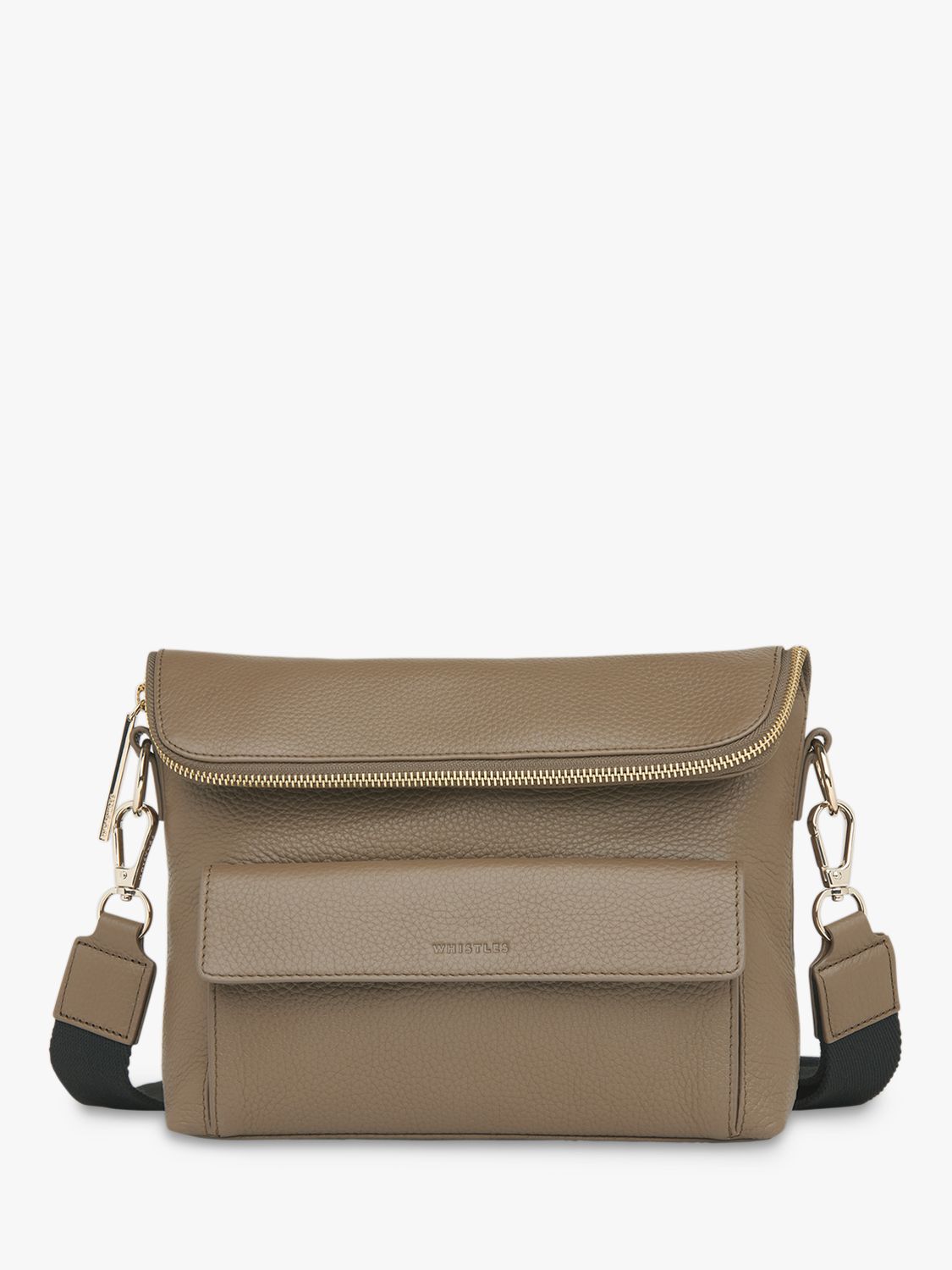 Whistles Vida Leather Cross Body Bag, Khaki