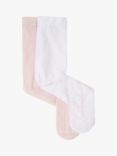 Monsoon Baby Lacy Tights, Set of 2, Pink/White