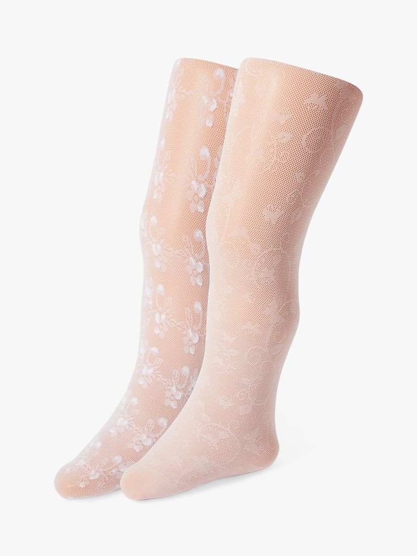 Buy Monsoon Baby Lacy Tights, Set of 2, Pink/White Online at johnlewis.com