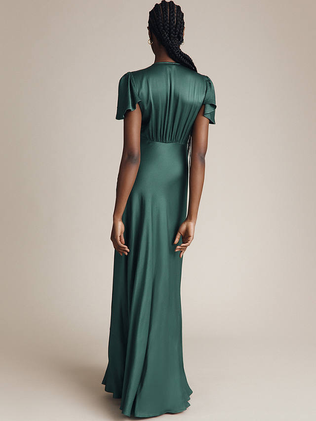 Ghost Delphine Satin Maxi Dress, Forest Green at John Lewis & Partners