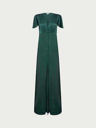 Ghost Delphine Satin Maxi Dress, Forest Green