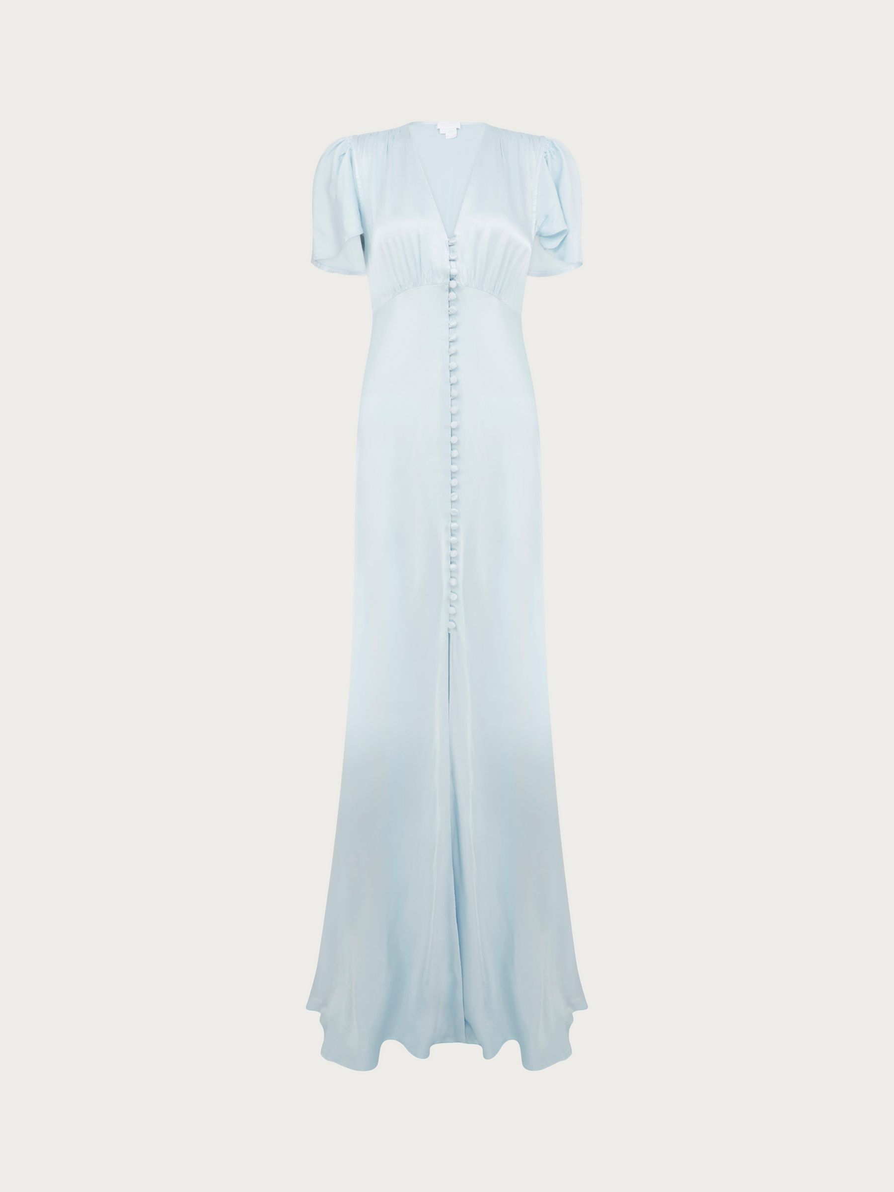 Ghost Delphine Satin Maxi Dress, Pale Blue at John Lewis & Partners