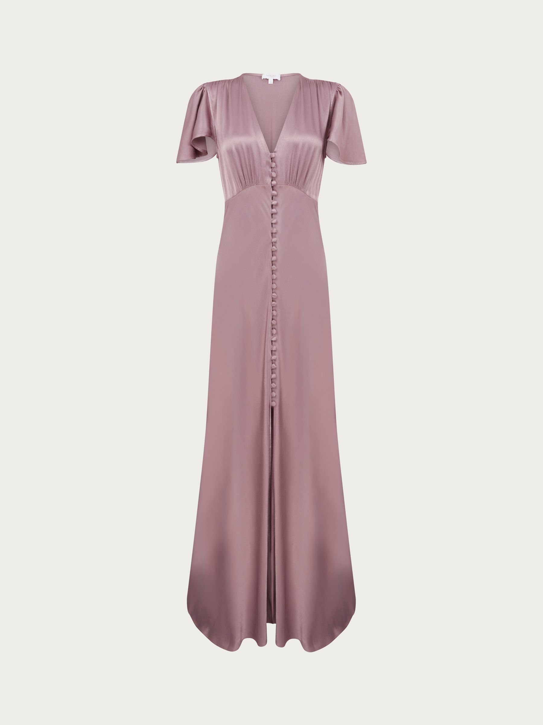 Ghost Delphine Satin Maxi Dress, Dusted Heather at John Lewis & Partners