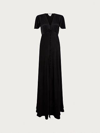 Ghost Delphine Satin Maxi Dress, Black