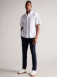 Ted Baker Ailbee Stripe Floral Detail Short Sleeve Shirt, White
