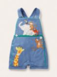 Mini Boden Baby Jungle Animals Applique Chambray Short Dungarees, Blue