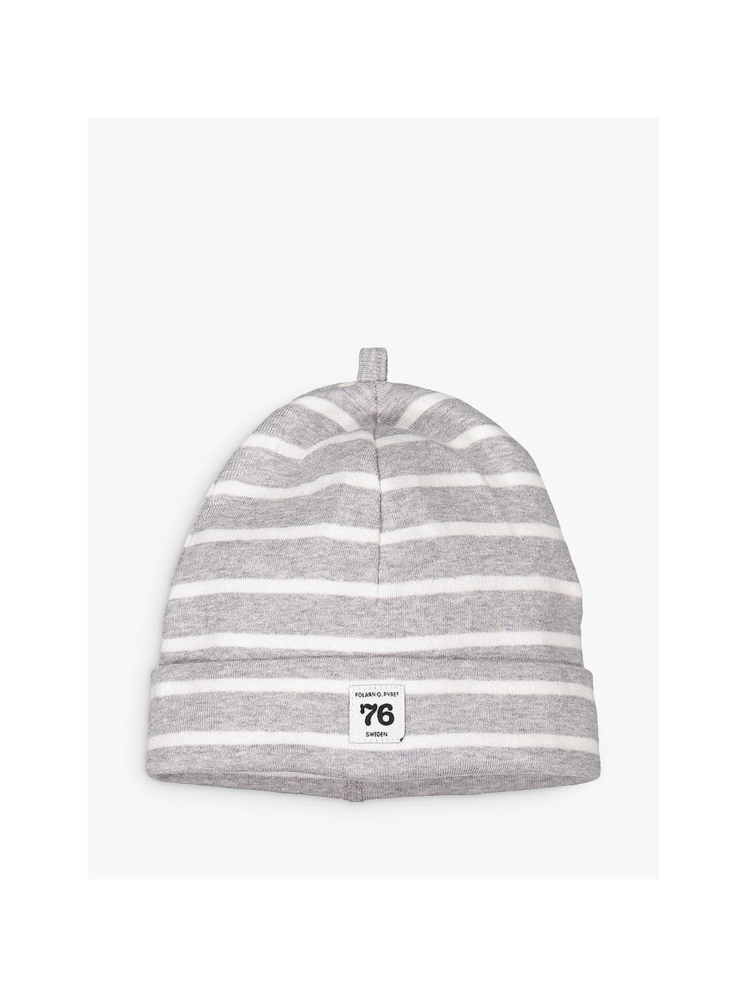 Polarn O. Pyret Baby GOTS Organic Cotton Stripe Beanie Hat, Grey