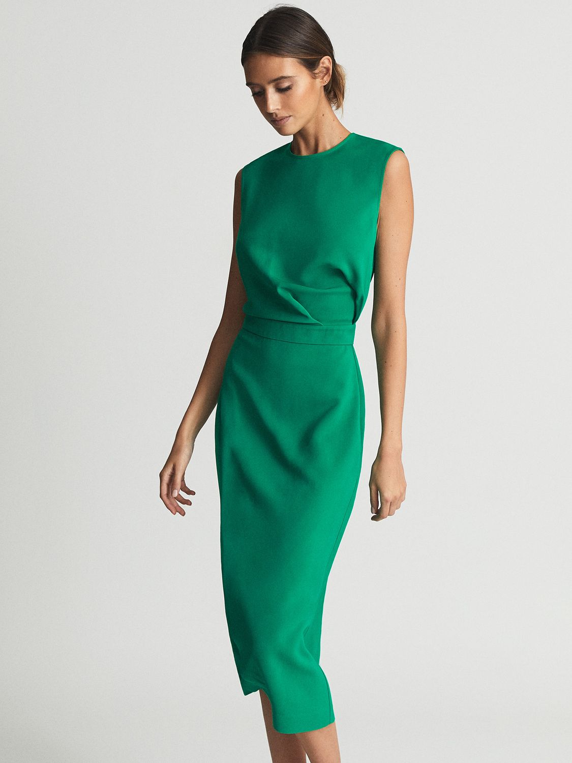 Reiss Layla Wrap Skirt Midi Dress, Green at John Lewis & Partners