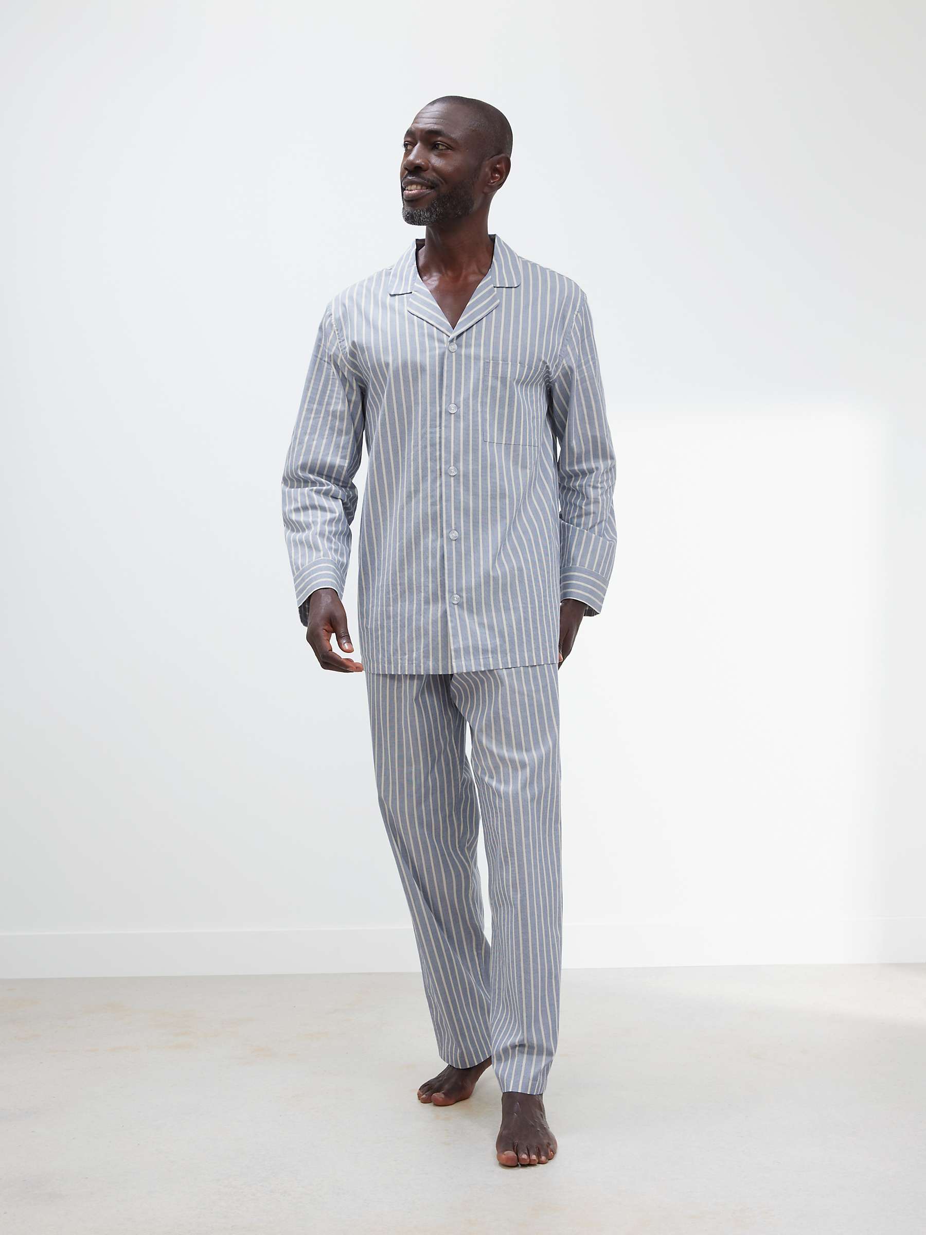 Forex Mens Classic Sleep and Loungewear Long Sleeve Button Shirt and Bottoms Cotton Pyjamas Set 