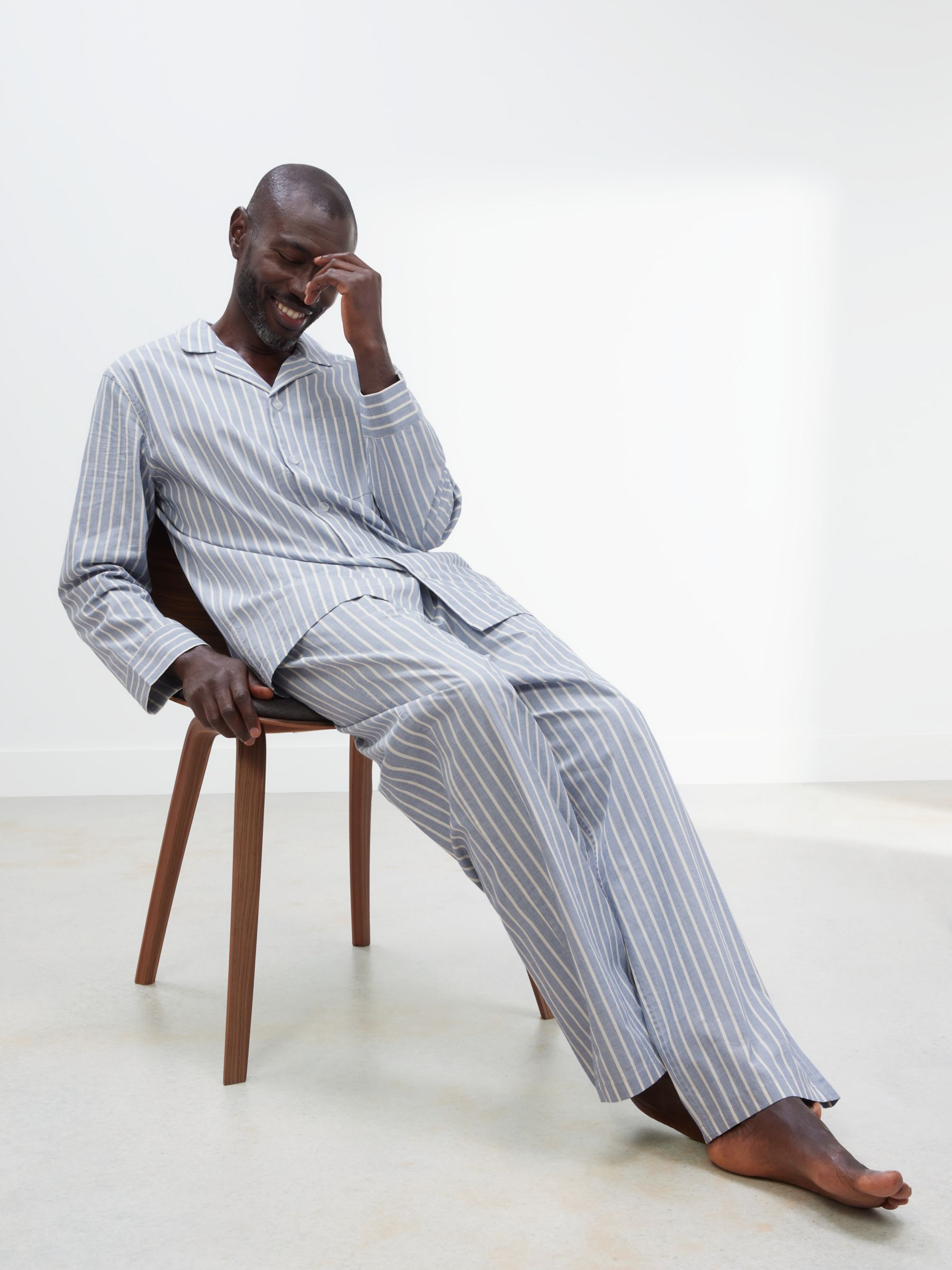 John Lewis Organic Cotton Poplin Stripe Long Sleeve Pyjama Set at John ...