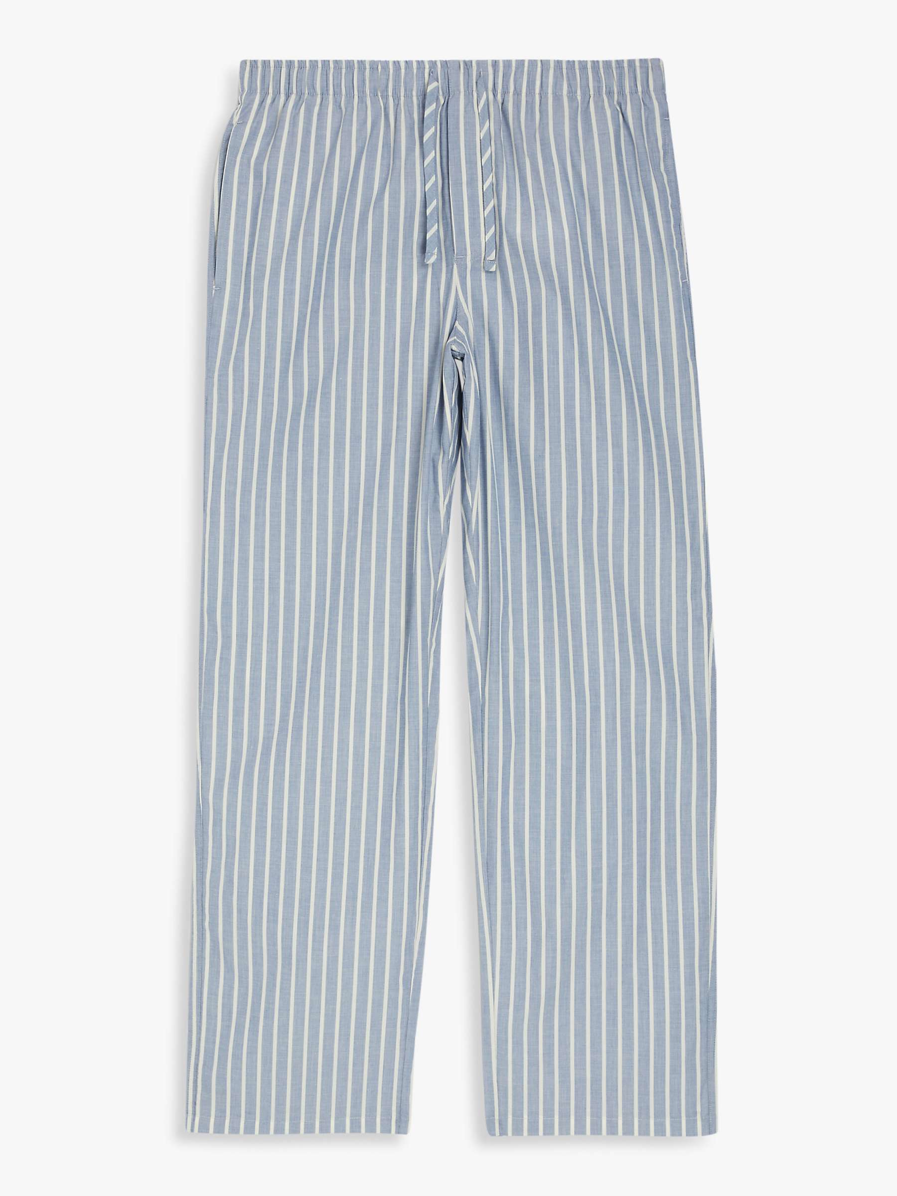 John Lewis Organic Cotton Poplin Stripe Pyjama Bottoms, Blue