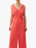 Phase Eight Fern Linen Cotton Jumpsuit, Chilli Red