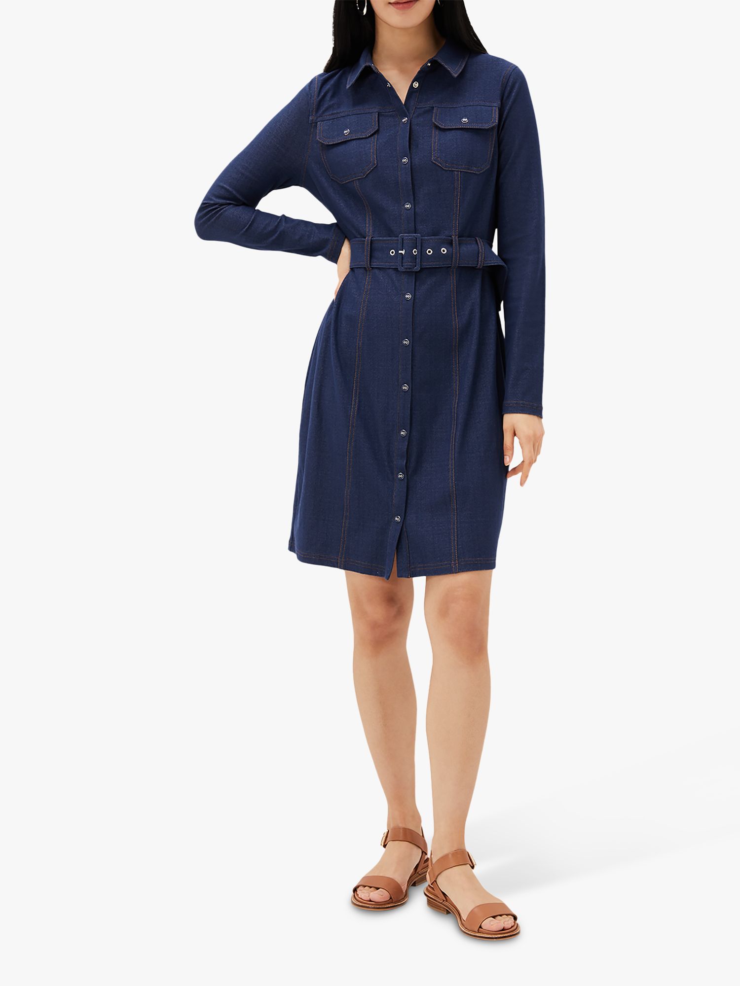 Phase Eight Kathryn Denim Shirt Dress, Blue, 8