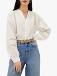 Phase Eight Ada Lace Trim Linen Blouse, White