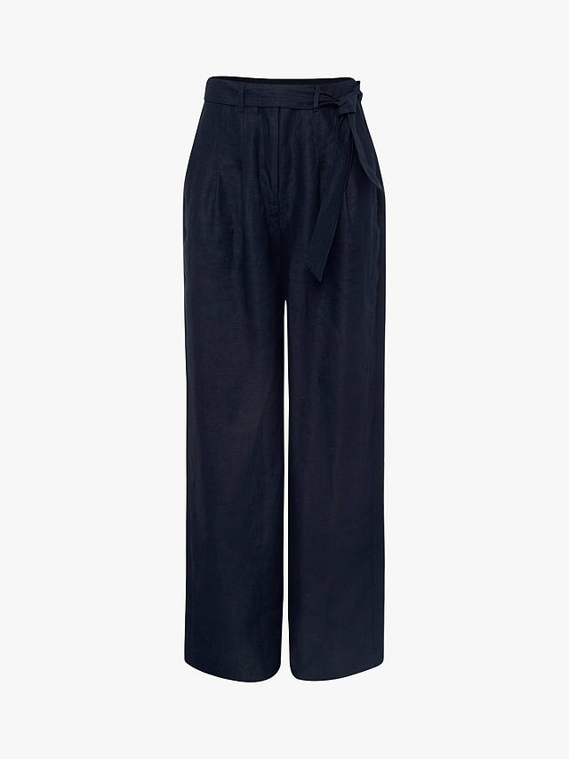 Phase Eight Aaliyah Linen Belted Trousers, Navy