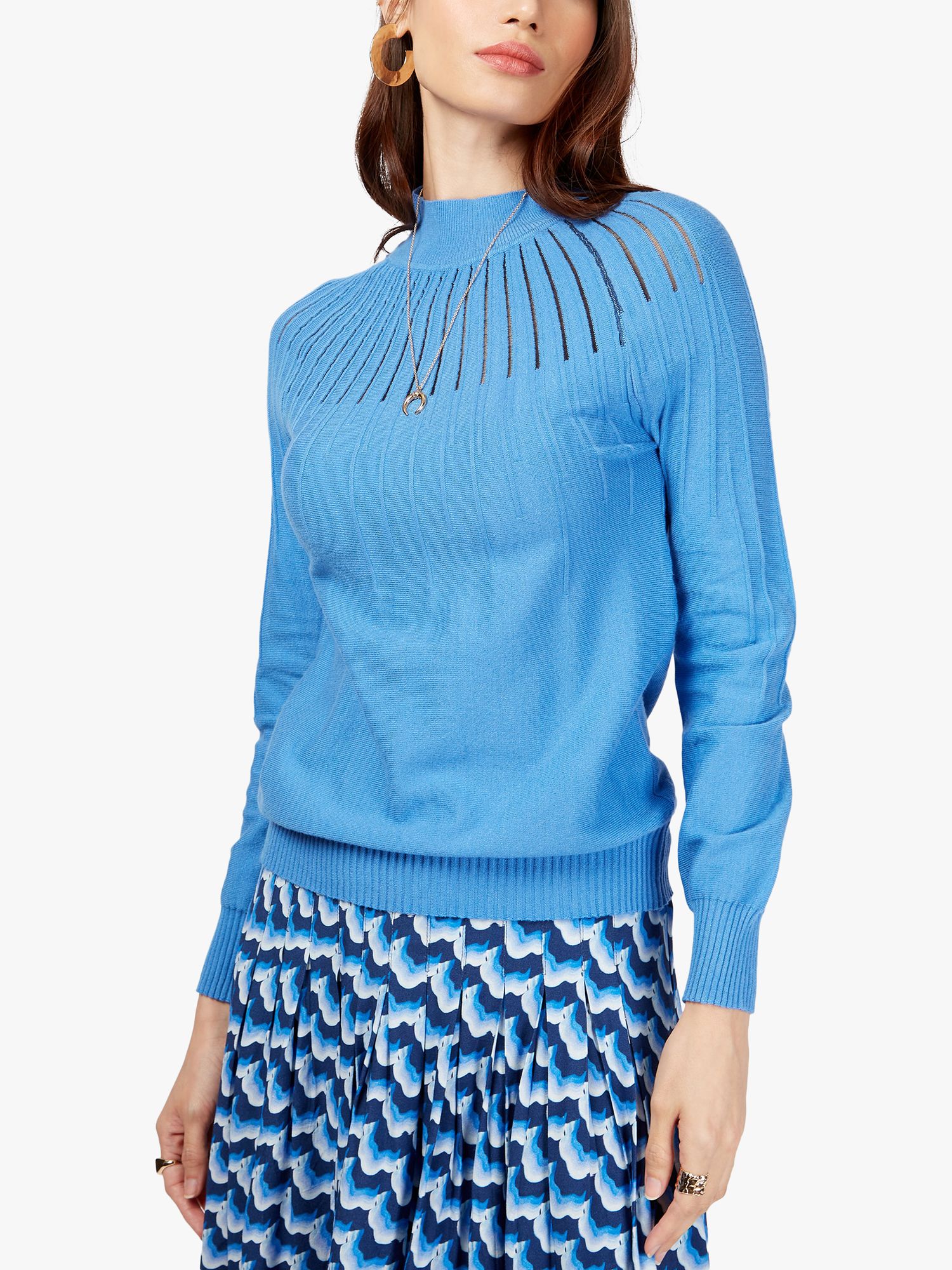 Somerset by Alice Temperley Cut Out Knitted Top, Blue at John Lewis ...
