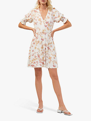 French Connection Pernille Diana Floral Wrap Dress, Cream/Multi