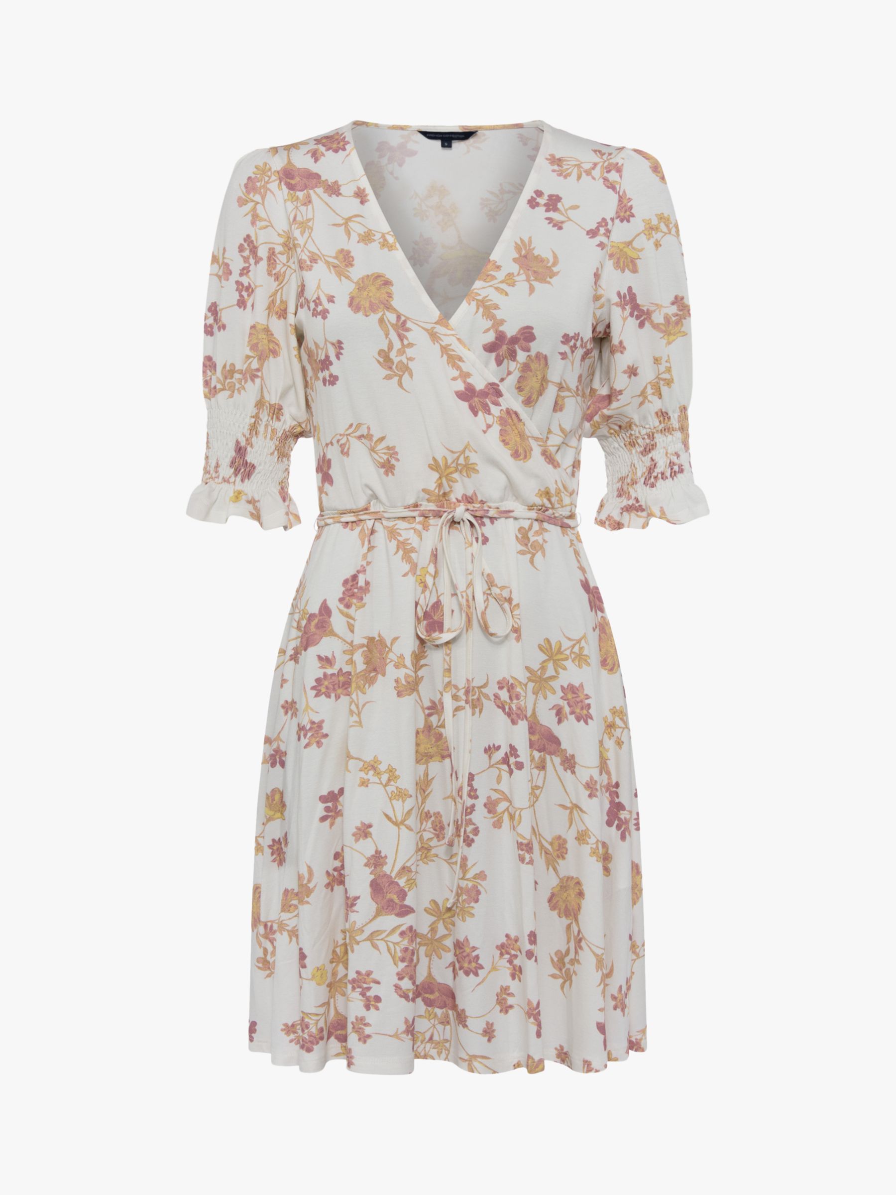 French Connection Pernille Diana Floral Wrap Dress, Cream/Multi at John ...