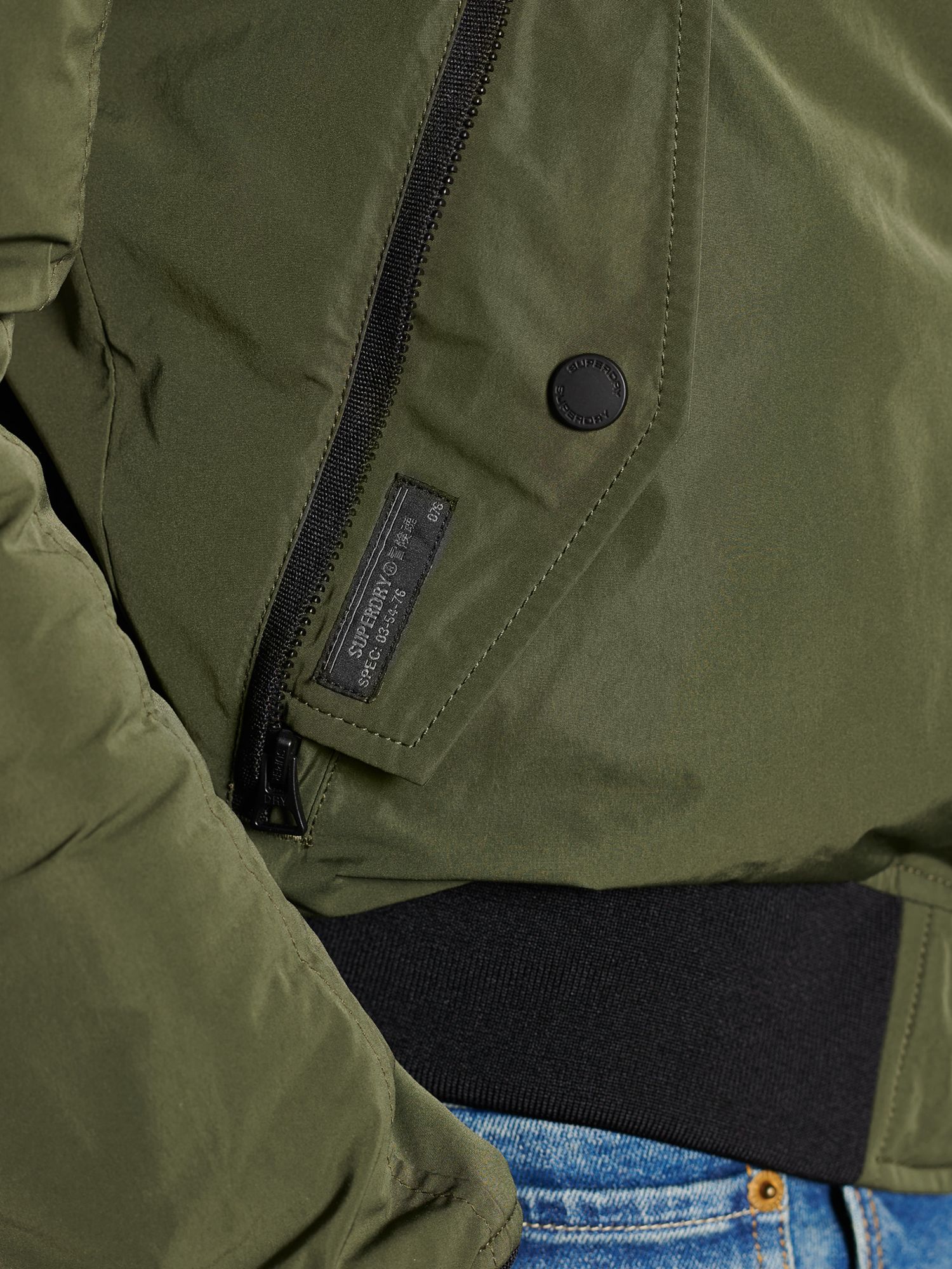 Superdry Military Flight Bomber Jacket, Dark Khaki at John Lewis & Partners