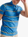 Superdry Organic Cotton Academy Stripe Polo Shirt, Neptune Blue Stripe