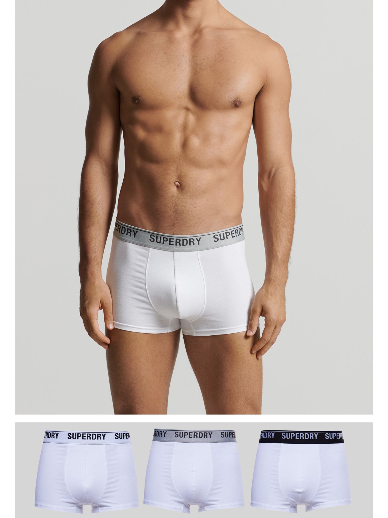 Superdry Organic Cotton Blend Trunks, Pack of 3, Optic Mix at John Lewis &  Partners