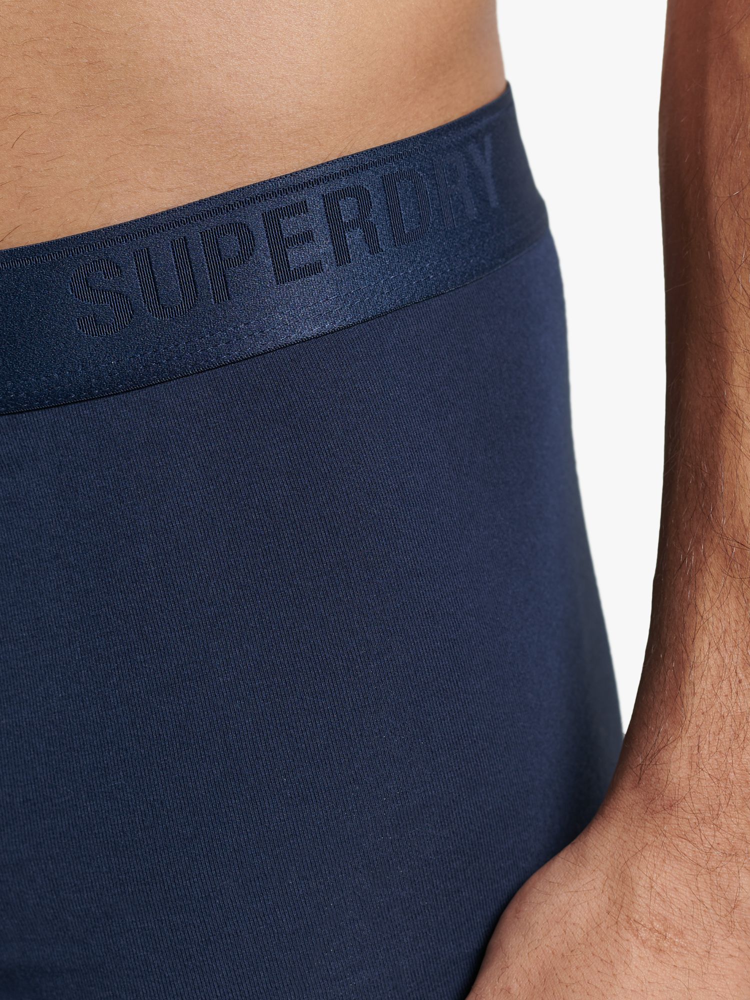 Superdry Organic Cotton Blend Trunks, Pack of 3, Richest Navy at John ...
