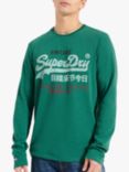 Superdry Vintage Logo Tri Long Sleeve Top, Forest Green Marl