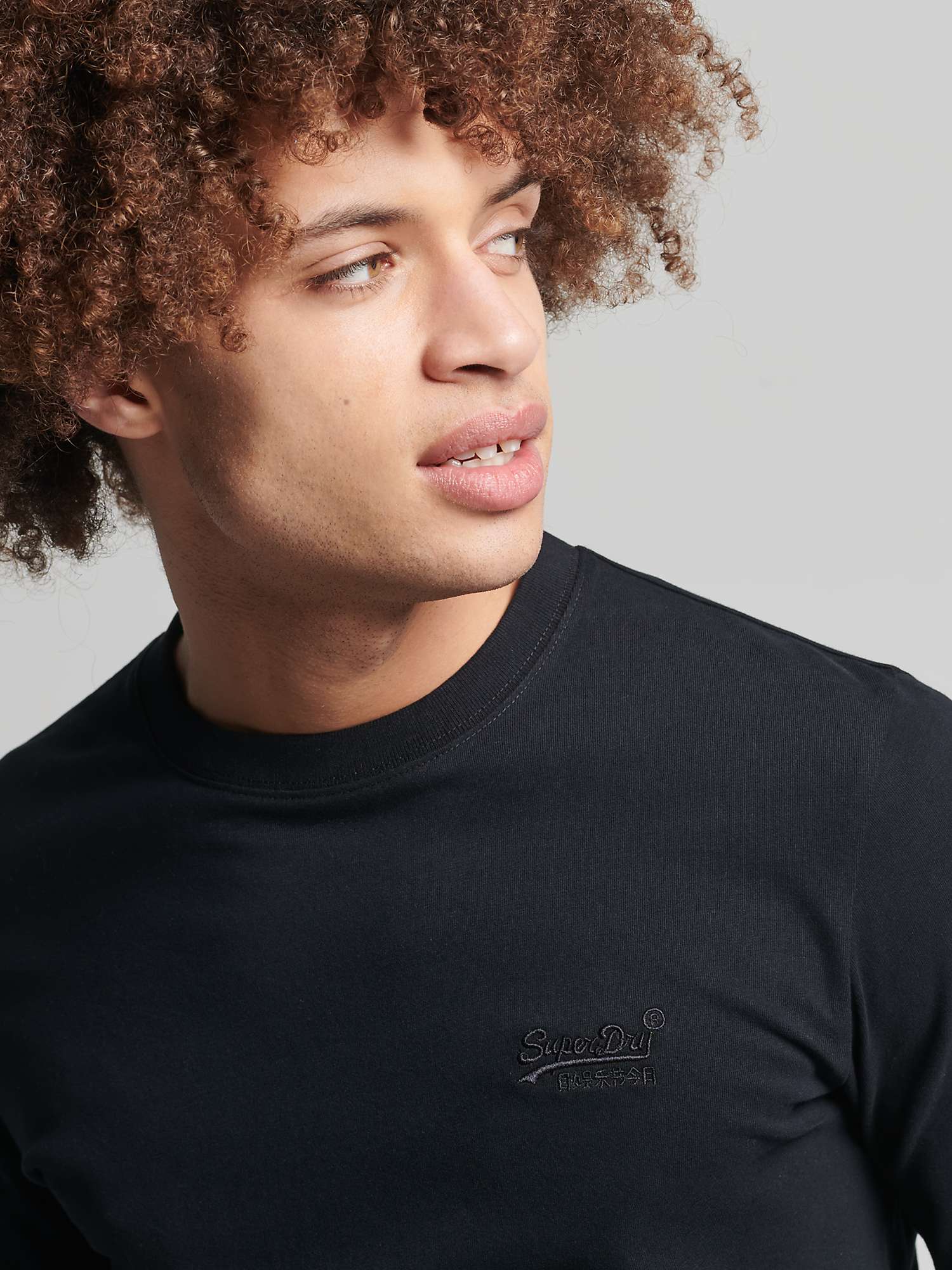 Buy Superdry Logo Embroidered Long-Sleeve Top, Black Online at johnlewis.com