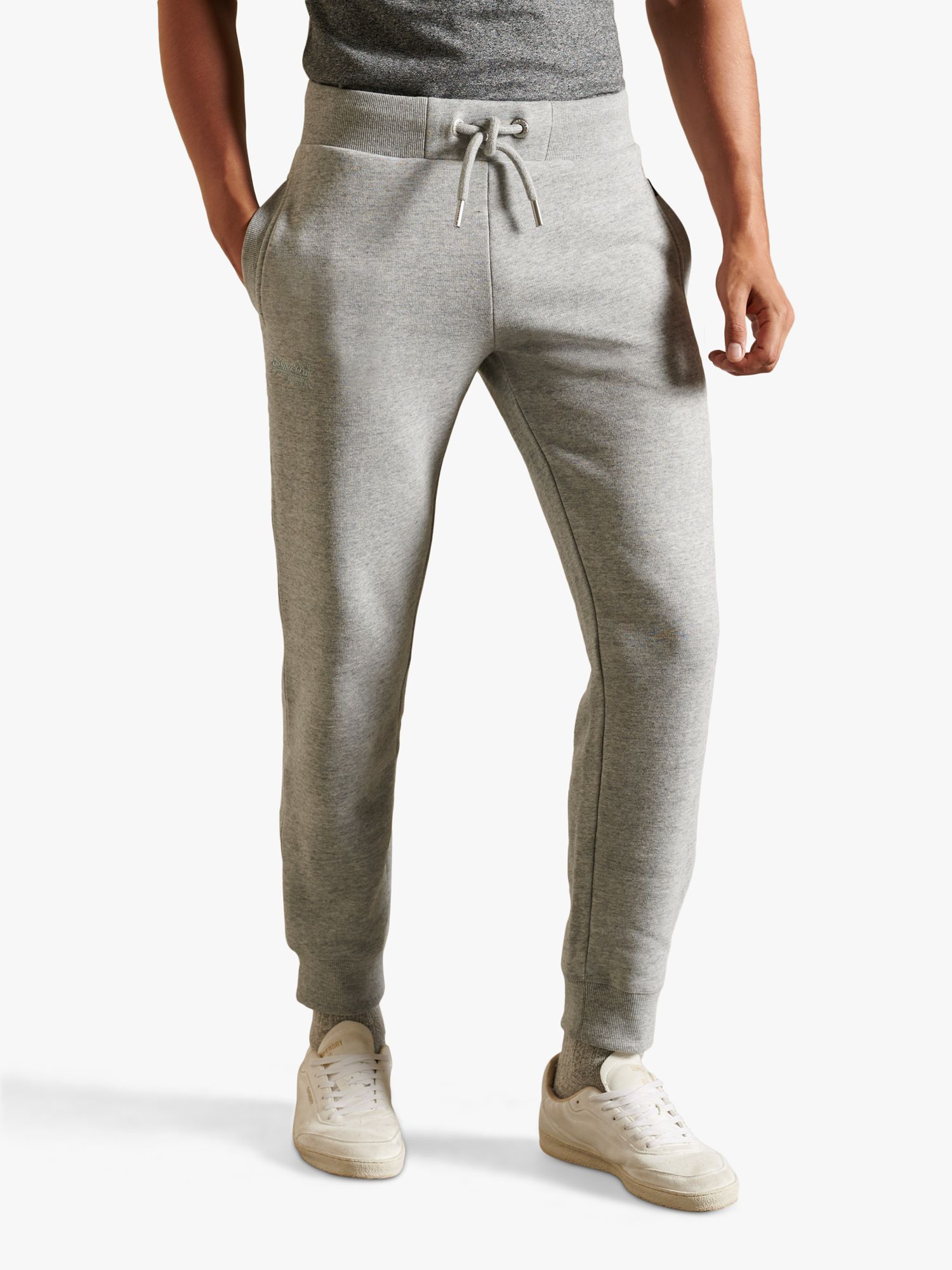 Superdry Organic Cotton Vintage Logo Embroidered Joggers, Athletic Grey ...