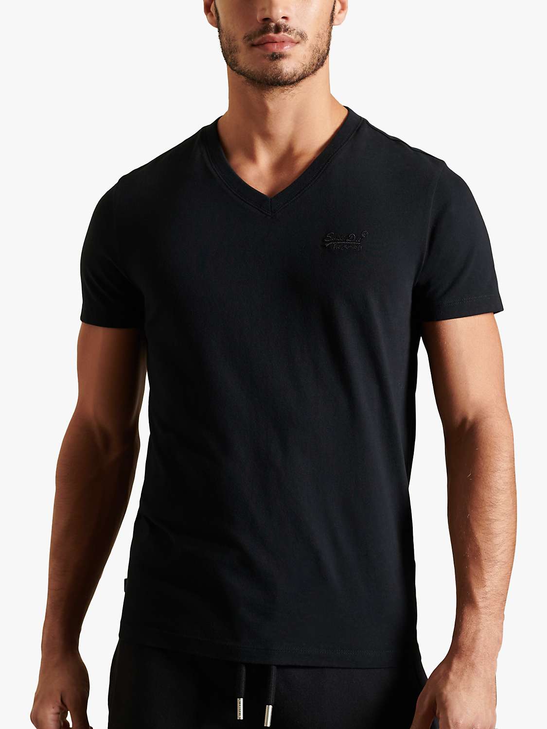 Buy Superdry Vintage V-Neck T-Shirt, Black Online at johnlewis.com