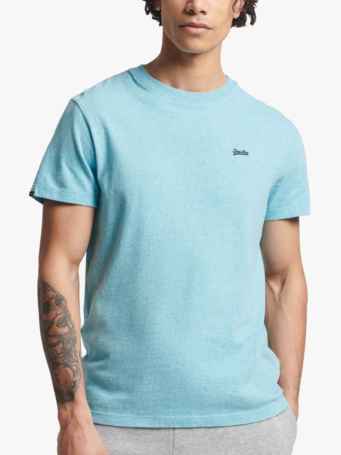 Superdry Micro Embroidered Creek T-Shirt, Turquoise Sea Grit, XS