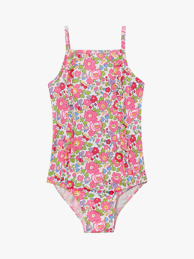 Trotters Baby Betsy Liberty Print Frill Swimsuit, Lilac Betsy, Pink
