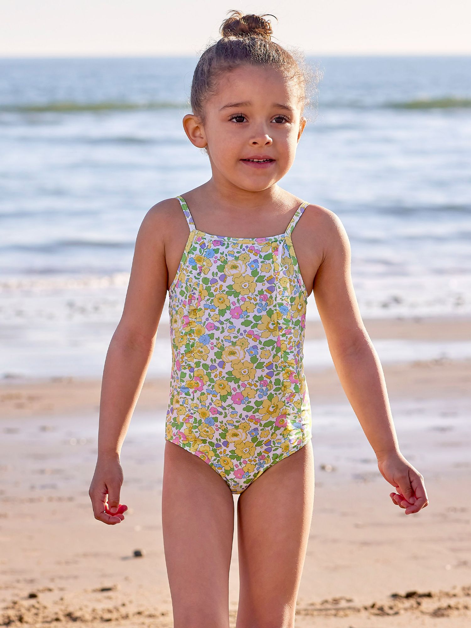 Trotters Baby Betsy Liberty Print Frill Swimsuit, Lilac Betsy, Yellow ...