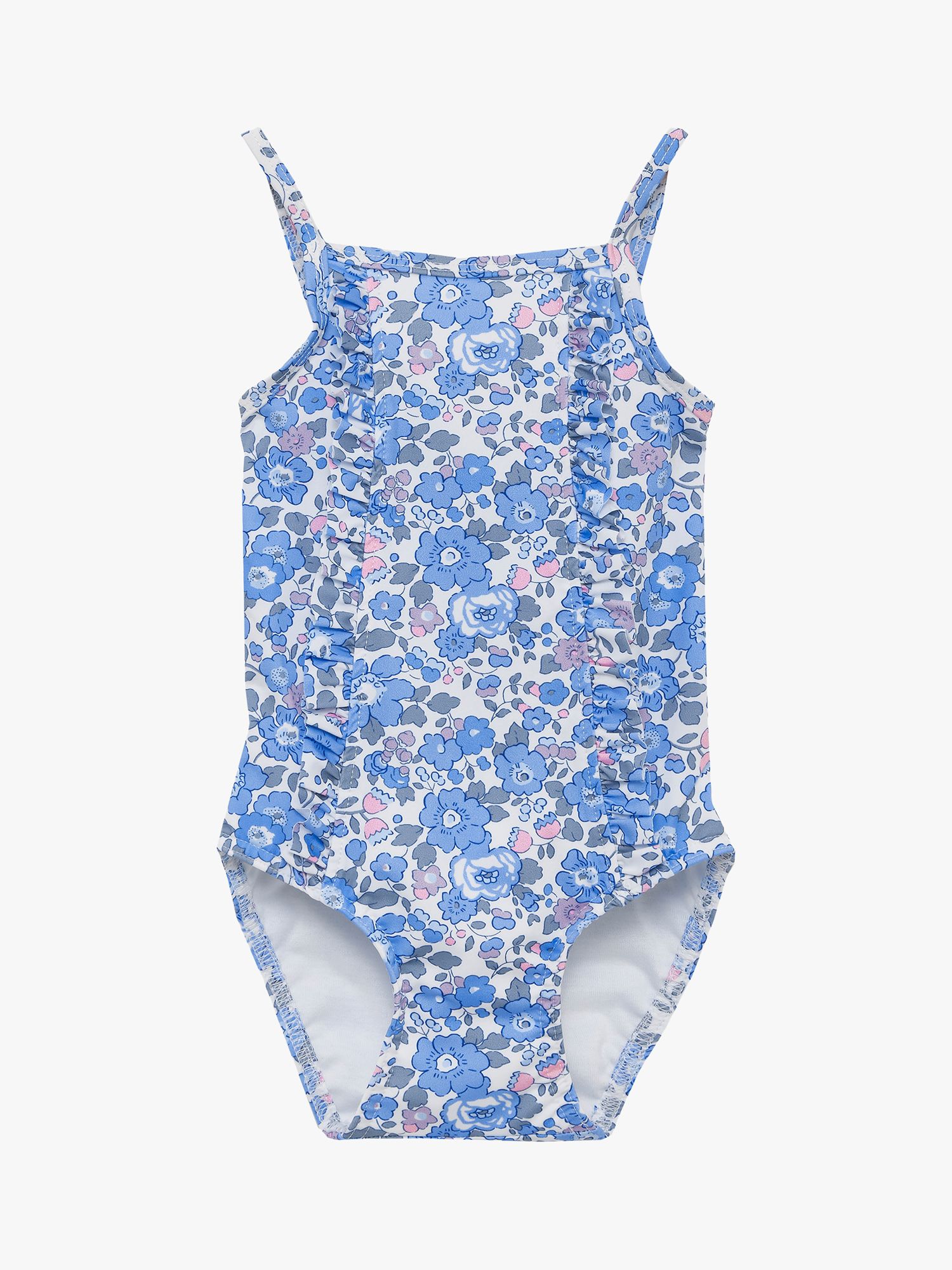 Trotters Baby Betsy Liberty Print Frill Swimsuit, Lilac Betsy, Blue at ...
