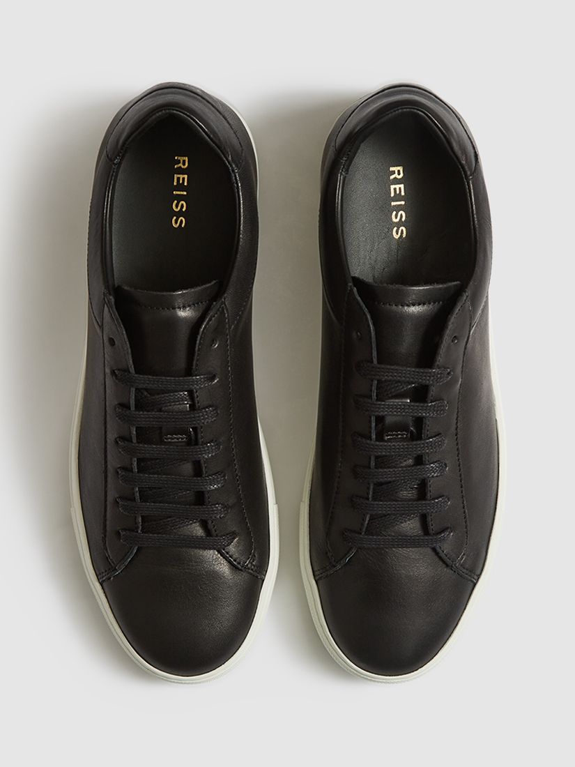 Buy Reiss Finely Leather Trainers, Black Online at johnlewis.com
