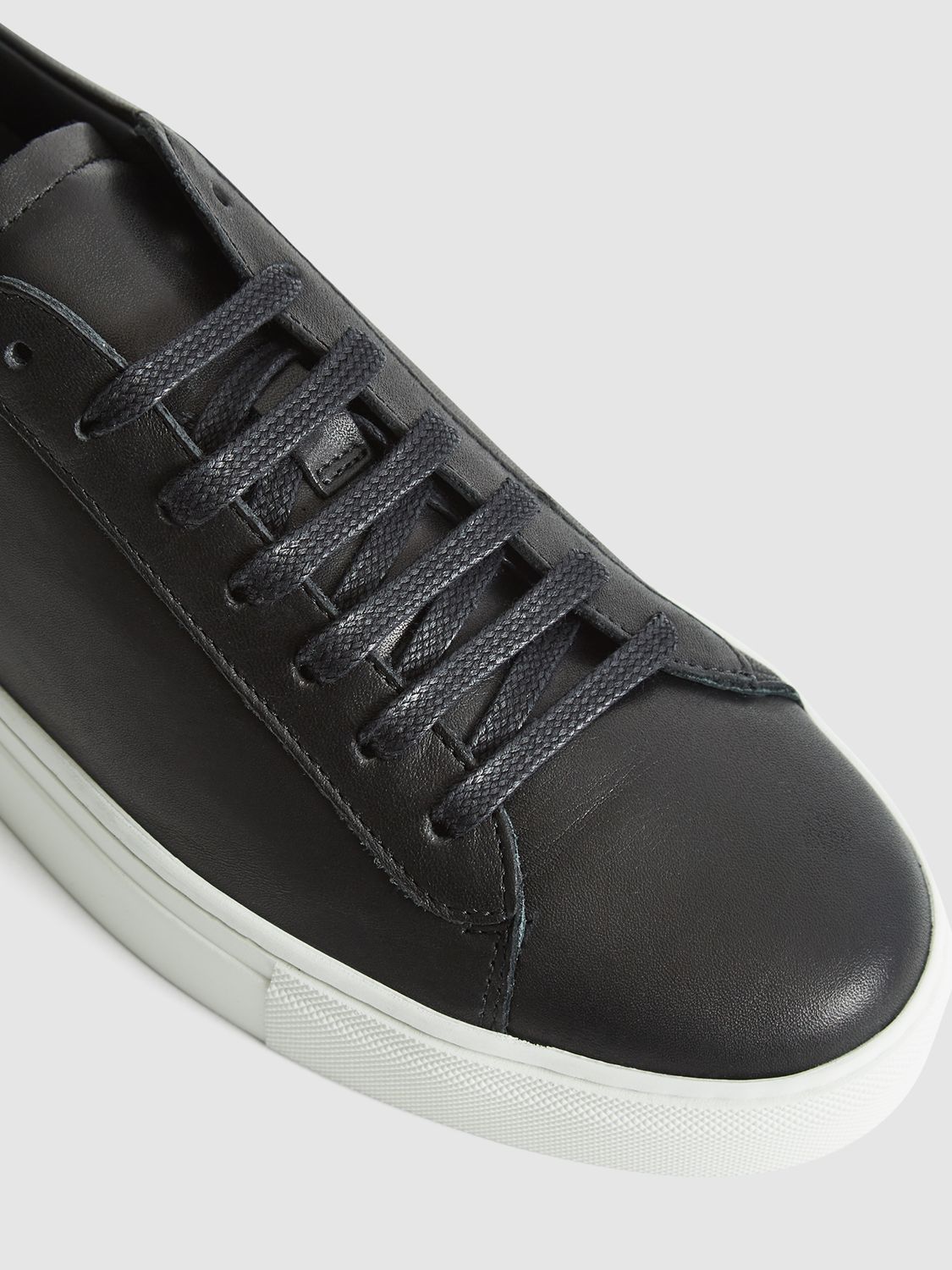 Buy Reiss Finely Leather Trainers, Black Online at johnlewis.com