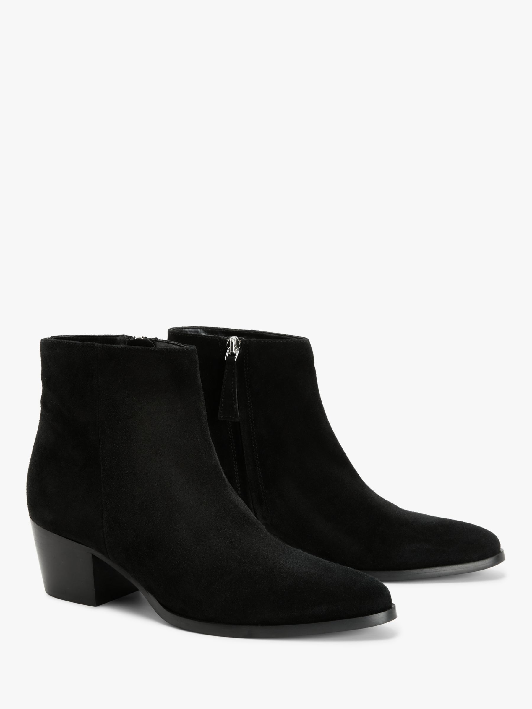 John Lewis Prince Suede Summer Western Ankle Boots, Black at John Lewis ...