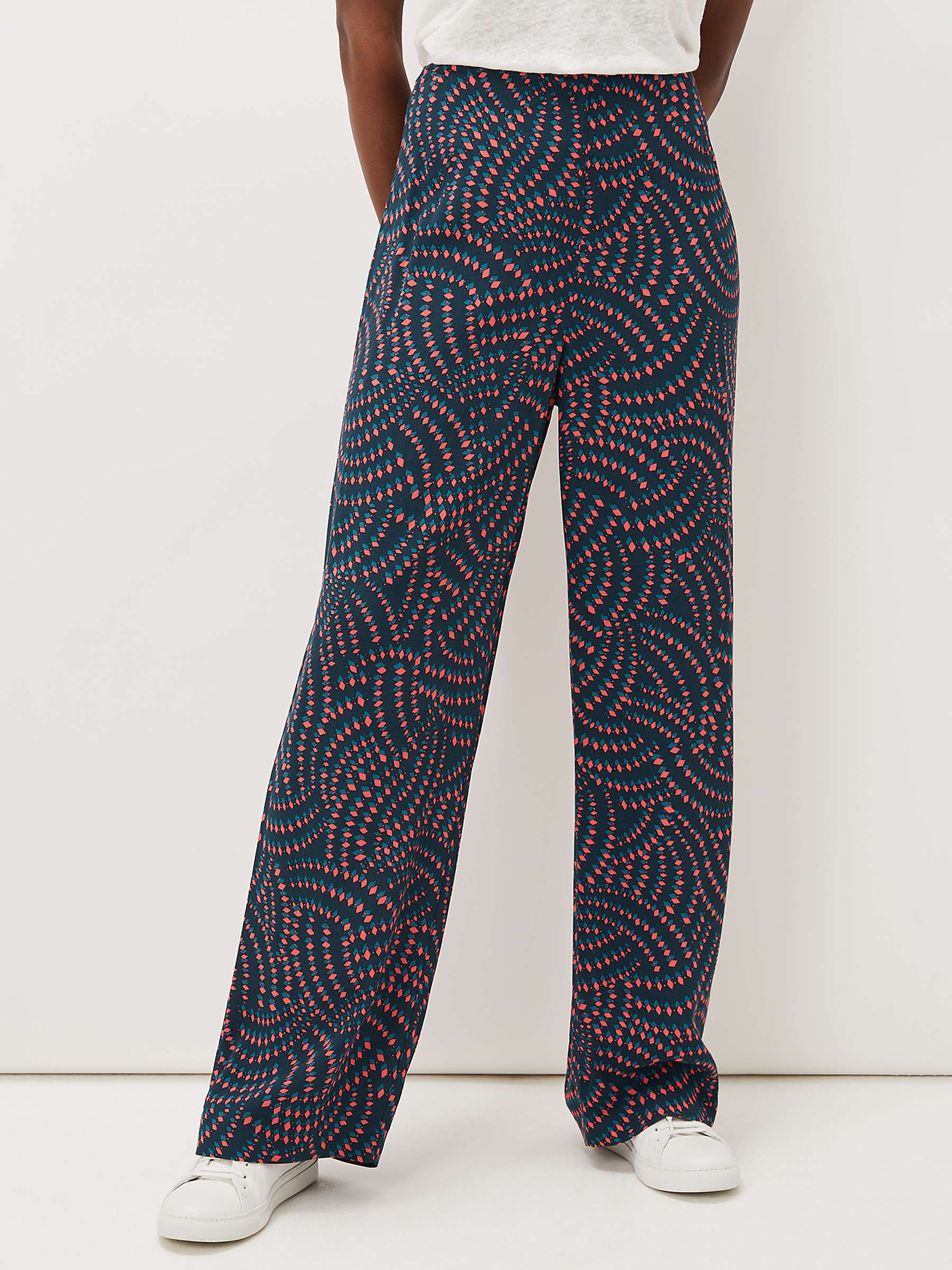 Buy Phase Eight Grace Geometric Print Trousers, Navy/Multi Online at johnlewis.com