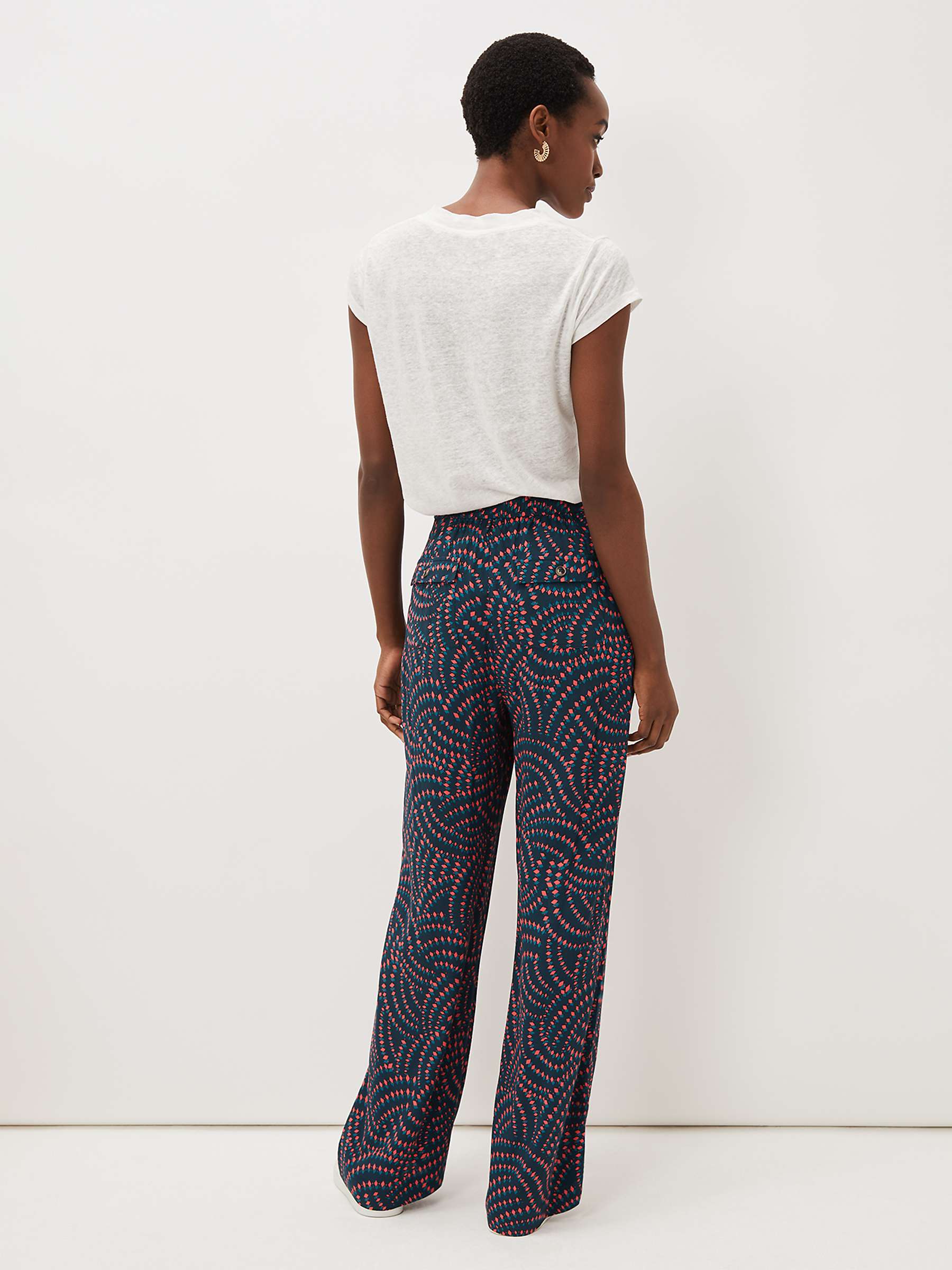 Buy Phase Eight Grace Geometric Print Trousers, Navy/Multi Online at johnlewis.com