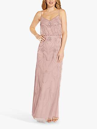 Adrianna Papell Petite Embellished Spaghetti Strap Maxi Dress, Dusted Petal