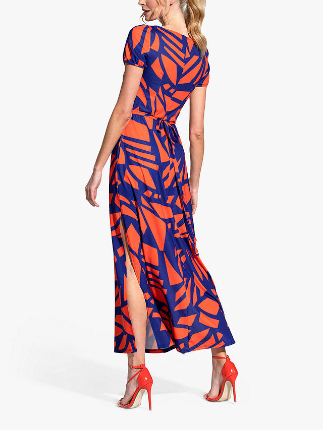 HotSquash Abstract Print Maxi T-Shirt Dress, Matisse Blue/Red