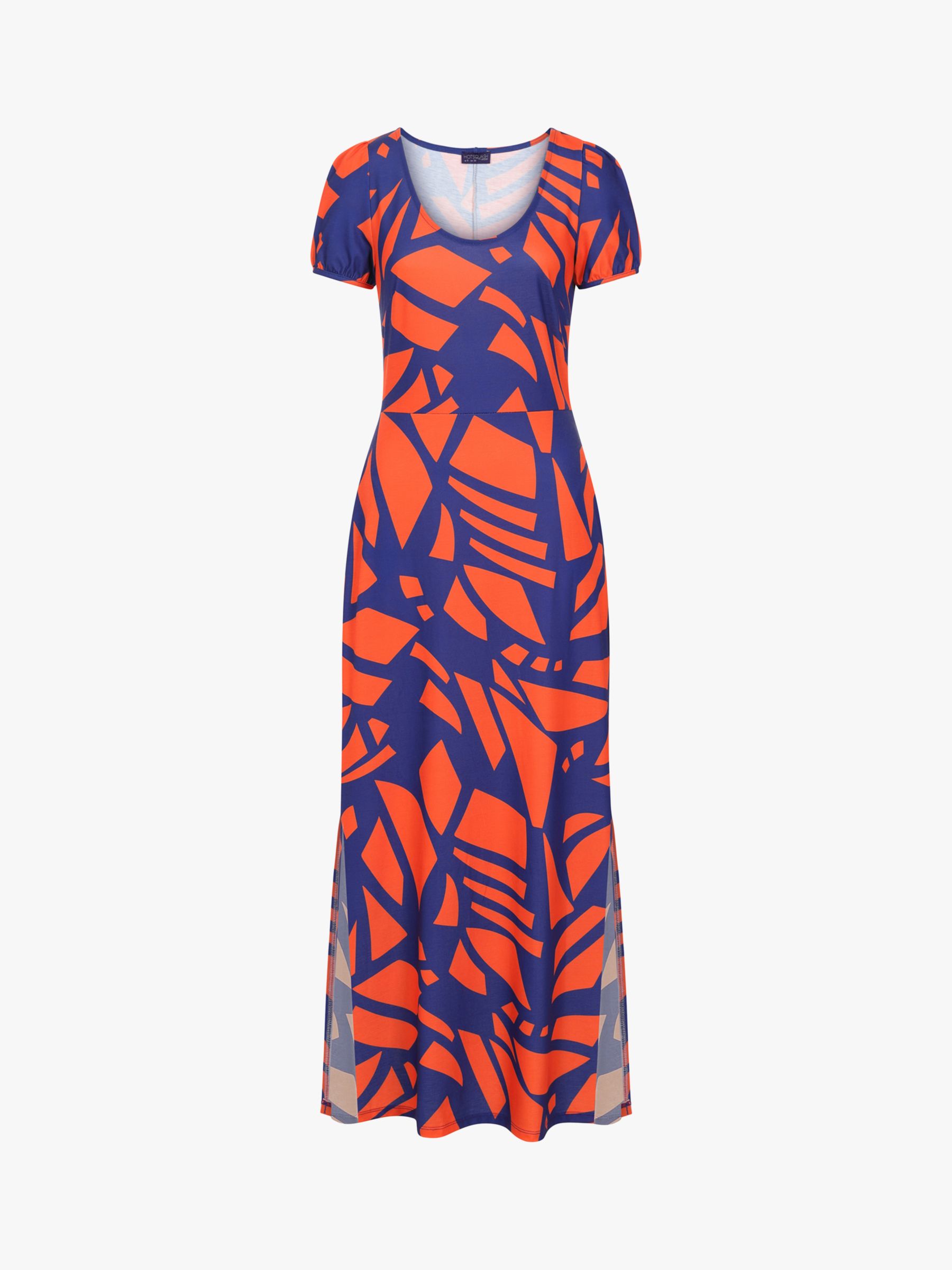 HotSquash Abstract Print Maxi T-Shirt Dress, Matisse Blue/Red, 8