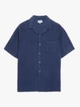 Hartford Natural Linen Short Sleeve Shirt, Navy