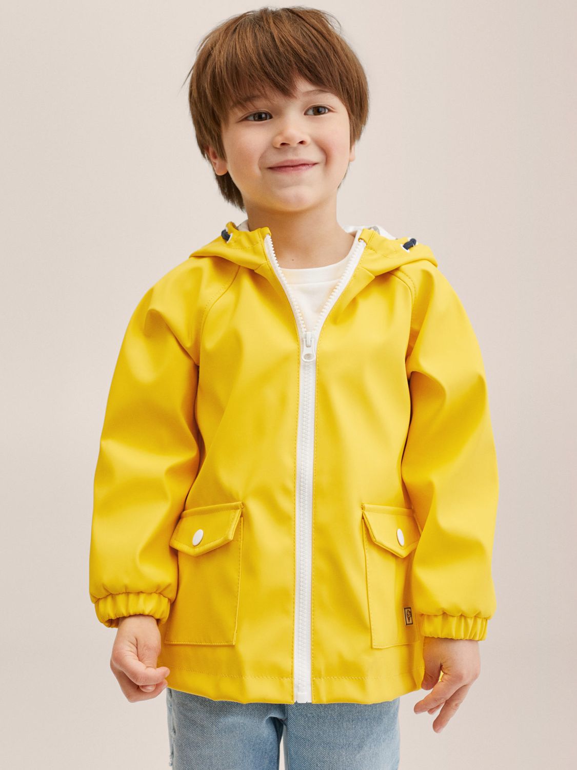 Mango Kids' Rain Parka Jacket, Yellow