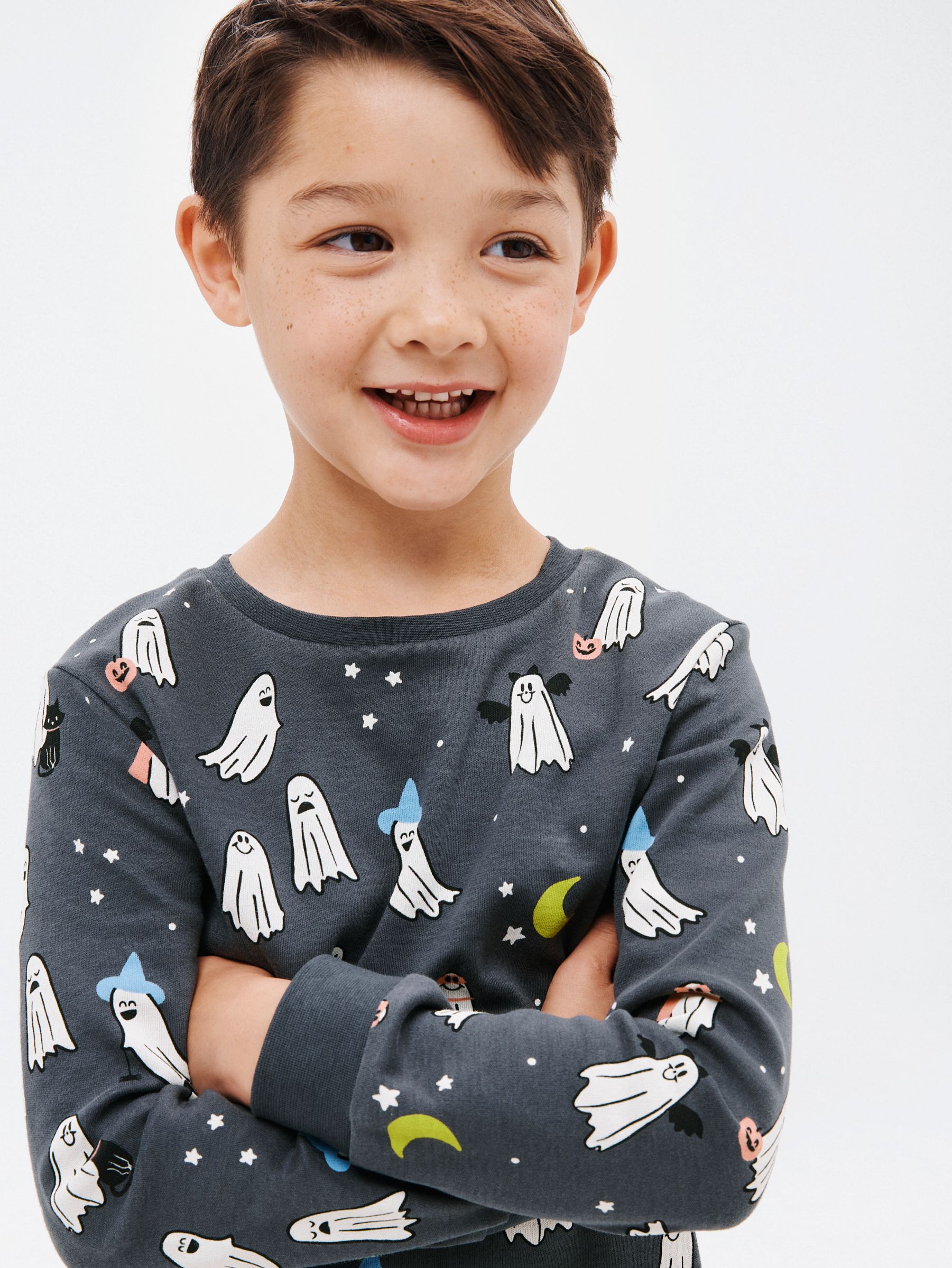 vacht Nauwkeurig smaak John Lewis Kids' Ghosts Jersey Pyjama Set, Black