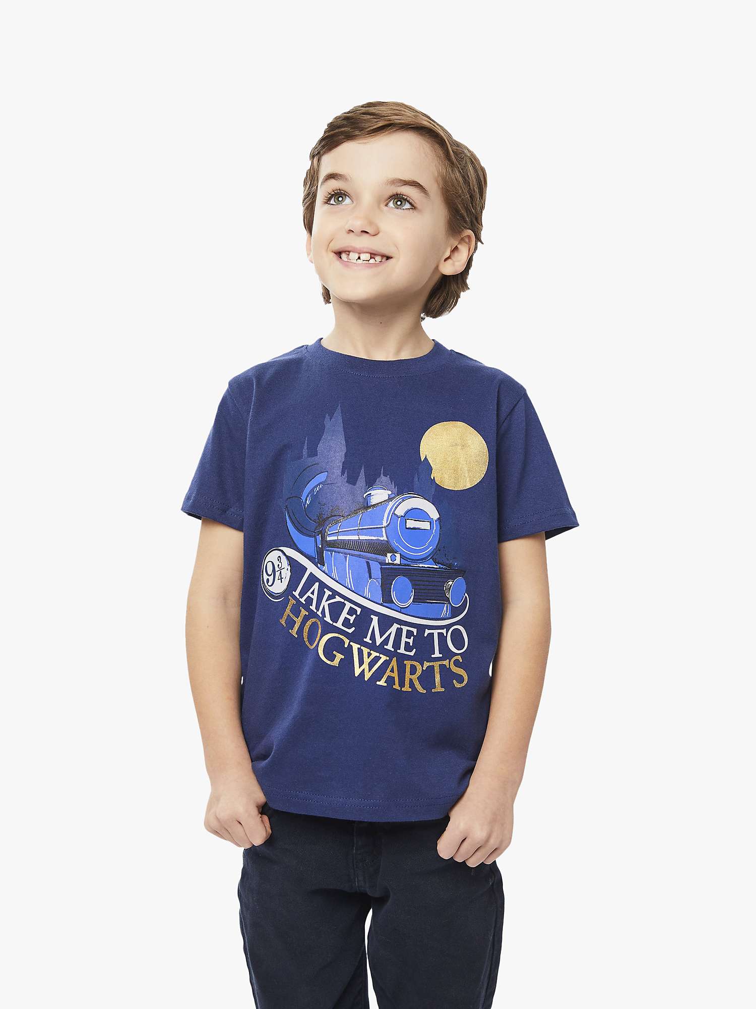 Buy Fabric Flavours Kids' Harry Potter Take Me To Hogwarts T-Shirt, Blue Online at johnlewis.com